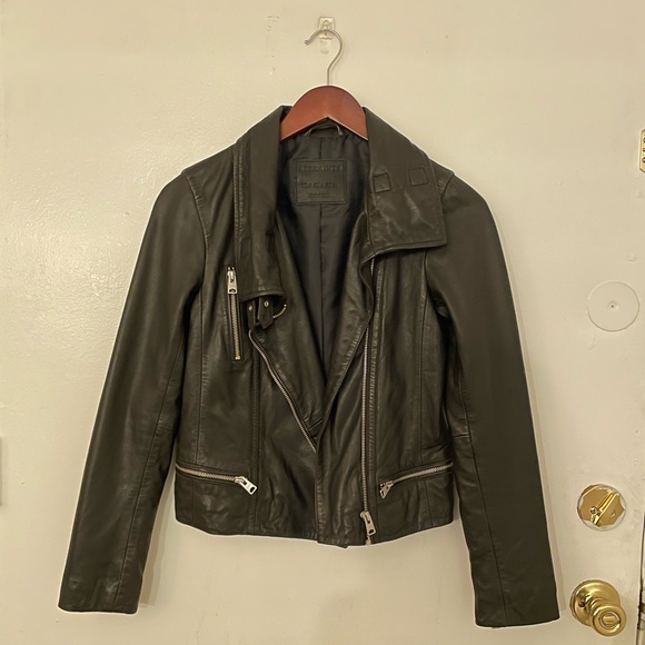 AllSaints Bales Biker Leather Jacket | US 2 - Picture 3 of 8